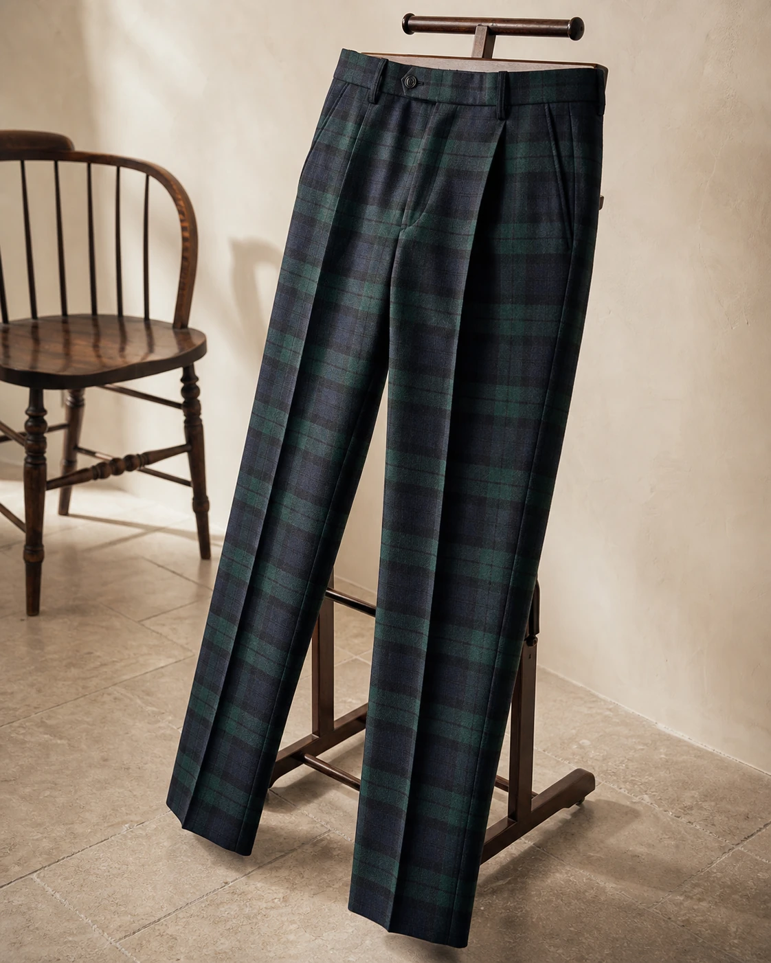 Dark tartan trousers
